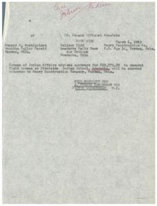 Contract for Remodeling Field Houses at Riverside Indian School to be Awarded to Henry Construction Company, 1963-03-06