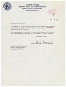 Correspondence Regarding Delos Botone's Employment with the Bureau of Indian Affairs, 1963-01-01 - 1963-12-31