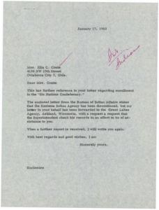 Letters Concerning Mrs. Ella C. Coate's Enrollment in the 'Six Nations Confederacy', 1962-12-28