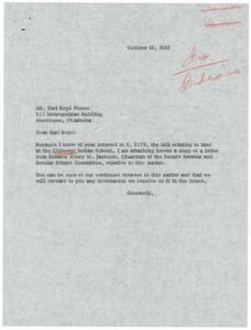 Correspondence on Chilocco Indian School Land Bill, S. 2178, 1963-10-08