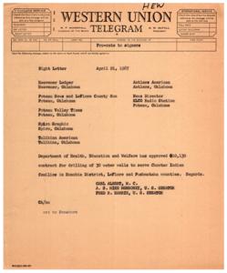 Indian Contract Award for Water Wells in Choctaw Tribe, 1967-04-21