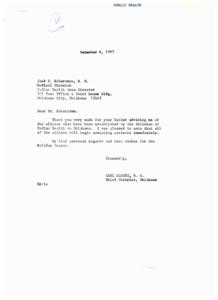 Establishment of Indian Health Clinics in Oklahoma: A Letter to Honorable Carl Albert, 1967-11-22