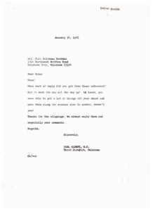Correspondence with Mrs. Sula Saltsman Goodman Regarding Indian Health, 1967-01-30
