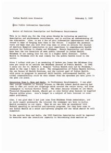 Review of Indian Health Area Public Information Specialist Position and Performance Feedback, 1966-07-12
