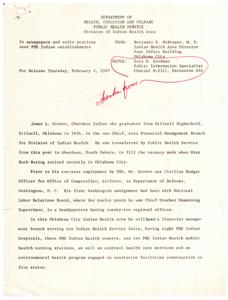 Cherokee Indian James L. Gordon Named Chief of Area Financial Management Branch for Division of Indian Health Service, 1967-02-02