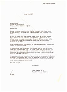 A Letter from Carl Albert, M.C. to Sula Goodman, 1967-07-15