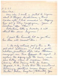 Performance Review and Reprimand: Ursula S. Goodman&#39;s Public Information Work, 1967-11-03