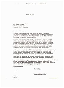 Recommendation for John Spaan for Executive Officer Position in Public Health Service Division of Indian Health, 1967-03-06