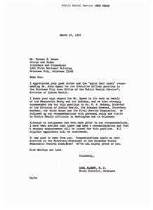 Recommendation for John Spaan: Executive Officer Position in Public Health Service Division of Indian Health, 1967-03-10