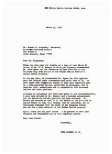 Recommendation for Executive Officer Position in Oklahoma City Area Office of Public Health Service&#39;s Indian Health Division, 1967-03-26