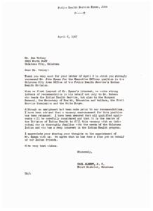 Letter of Recommendation for John Spaan for Executive Officer Position in Public Health Service&#39;s Indian Health Division, 1967-04-06