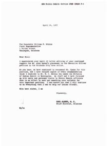 Support for John Spaan's Appointment in Indian Health Area Office, 1967-04-10