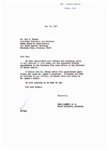 Support for John Spaan: Appointment as Executive Officer, Oklahoma City Area Office, Division of Indian Health, 1967-04-06