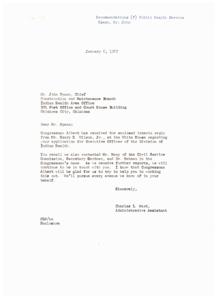 Recommendations for Mr. John Spaan&#39;s Promotion to Executive Officer of the Division of Indian Health, 1966-01-05