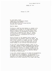 Recommendation for Mr. John Spaan for Executive Officer Position, 1967-01-04