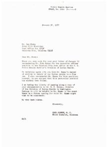 Recommendation for Mr. John Spaan for Executive Officer Position in Public Health Service&#39;s Division of Indian Health, 1967-01-19