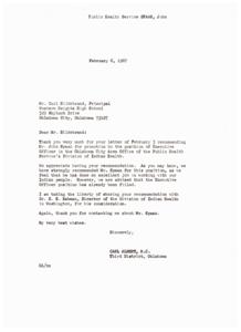 Recommendation for John Spaan for Executive Officer Position in Public Health Service Division of Indian Health, 1967-02-03