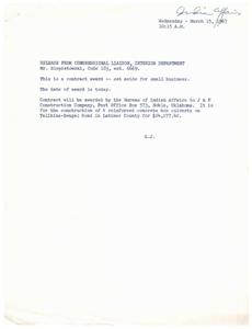 Small Business Contract Awarded by Bureau of Indian Affairs, 1967-03-01
