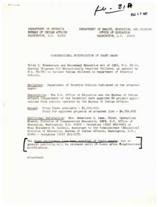 Grant Awards for Special Education Programs in Bureau of Indian Affairs Schools, 1967-01-01 - 1967-12-31