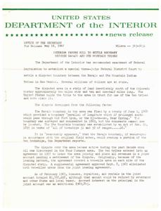 Interior Department Recommends Legislation to Settle Boundary Dispute Between Navajo and Ute Mountain Tribes, 1967-01-01 - 1967-12-31