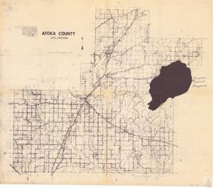 ["The document is a U.S. Army Engineers' project map/description related to flood control, focusing on the McGee Creek and Boswell Lake areas in Oklahoma. It includes details about locality, scale, road relocations, abandoned oil wells, pool elevations, dikes, proposed recreation access roads, and other project specifics. It also references a survey report from August 1964 and is associated with the Engineer District Tulsa Corps of Engineers."]