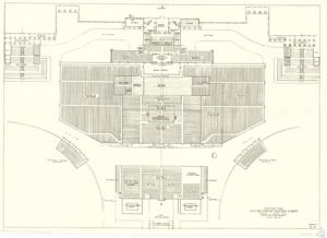 ["The document represents a detailed seating plan for the 1973 Presidential Inaugural Stands, with specific sections allocated for varying numbers of guests, including sections for diplomats' wives, veterans, special guests, and the press. The plan also accommodates for TV mobile units and photographers' stands. The layout is designed by George M. White, Architect of the Capitol."]