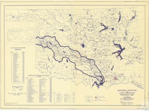 ["The document is a detailed project map from the U.S. Department of Agriculture's Soil Conservation Service. It outlines watershed protection and flood prevention projects in Oklahoma, including named watersheds, drainage areas, and counties involved. It also provides information on the progress of these initiatives, such as applications received, planning, construction, and completed works. The map indicates specific creeks and rivers, with data on contract rates and other water resource projects. It also references navigation locks and dams. The document was last revised in July 1959."]