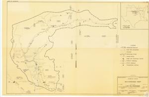 ["The document is a map and project documentation by the U.S. Army Corps of Engineers, Tulsa District, from April 1957. It details the Kiamichi River Watershed in Oklahoma, marking out dam sites, reservoirs, county lines, highways, and railroads. The map also notes watershed divides, stream miles, and precipitation stations. It's part of a preliminary examination report and is subject to revision."]