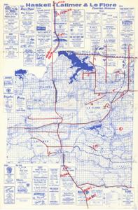 ["The document provides an extensive list of businesses, services, and contact information in various counties of Oklahoma, including Stigler, Haskell, Latimer & Le Flore, and Spiro. This includes motels, restaurants, hardware stores, oil field equipment suppliers, banks, real estate agencies, insurance companies, and construction companies. It also indicates locations where various services such as radiator service, cleaning, tire and auto parts supply, and wrecker services are available. The document also includes various phone numbers for these services."]