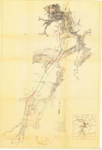 ["The document describes a project involving the relocation of two-lane and four-lane highways in the areas of Eufaula, Wetumka, Canadian, and Crowder. It includes details about future construction plans, the existing highway and railroad, and a projected relocation of the railroad. Information about flood control measures and pool elevation is provided, along with the scale of the vicinity."]