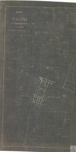 ["The document is a map of Pittsburg County in Oklahoma, featuring specific locations like Macadam, Asphalt, and Me Alister. The map, compiled by George M.B, includes details about various wards, a cemetery, highways, and other landmarks. It also provides measurements in feet for certain areas."]
