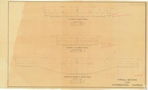 ["The document is a project plan required by Mr. Elliot-P.RA, providing detailed measurements for the construction of highways and service roads in Oklahoma. It specifies the quantities of materials needed per mile, including concrete pavement, 6 and 4 curbs, and black traffic stripes. It also includes specifications for a depressed highway. The design is recommended by the design department and conforms to the standards of the Oklahoma State Highway Department."]