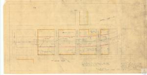 ["The document details a map of a project proposing the removal of 11 temporary wartime housing units in McAlester, Oklahoma. The project also includes the proposed route for US69 through the F.P.H.A. temporary housing project. The document includes various measurements, such as property sizes and unit counts, and identifies several landmarks, including overpasses and streets. The project's scale is 1=100, and it was engineered by George M. Brown. It is stored in the Albert Maps, Folder 4, Item 99."]