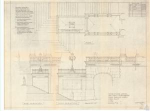 ["The document is a project blueprint dated from May to July 1973, detailing the construction of railings in the first-floor west front portico of the connecting corridor to the new House Senate Chambers at the United States Capitol. The notes specify the use of cast iron for top ornaments and genuine wrought iron for all other metalwork. It also mentions the required railing length for central steps and the color coordination with the House Senate cheek walls. The project also includes guards for lower cheek walls and is referred to as 'Study #3'."]