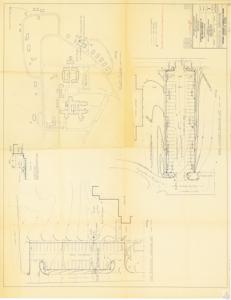 ["The document details the alterations and additions to the PHS Indian Hospital in Talihina, Oklahoma, including the location of a rock quarry, existing fire stairs, and the Arganay area. It outlines the plot plan with areas marked 'A' and 'B', surgical additions, employee parking, doctors quarters, and recreation areas. It also indicates the locations of fire hydrants, new catch basins, and drainage systems. The plan includes new and existing grades, spot grades, service poles, and lighting circuiting. It also shows proposed concrete walkways and new visitor parking areas. The project, managed by the Department of the Interior's Bureau of Indian Affairs, includes a health education department and welfare services. The document was prepared by Noftsger, Lawrence, Architects, and Lawrence Engineers and Flesher."]