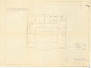 ["The document details a project plan for a room that requires a security cage construction made of no. 4-4x2-2 steel wire, mesh partitions for confiscated Lianor E firearms, complete with a hinged door with a bronze mortise type cylinder lock. It also instructs to remove the water closet but leave the lavatory. It includes a list of various area measurements, a third floor plan, and a legend. It appears to be a part of the U.S.P.O. Etc. House project in McAlester, Oklahoma, with the document numbered 109 and last revised by B.H. on 12-15-64. This document is found in Albert Maps Folder 5, Item 120, Box 13 Folder 19 of the Carl Albert Center."]
