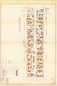 ["The document outlines a preliminary drawing of a partial fourth floor plan of the Congressional House Office Building Annex, including details such as management, fiscal policy, library, and general counsel areas. It also indicates future egress and stair locations, as well as areas for the director and assistant director. The map also includes fiscal and national security policy areas, a telephone closet, and a conference continuation area. The scale of the plan is 1/8=1.0, with revisions dated 8/14/75 and 8/18/75. The design was created by George M. White, FAIA, in August 1975."]
