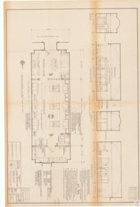 ["The document details the project for the alteration of Room H.139, the House Barber Shop in the U.S. Capitol, coordinated by the Architect of the Capitol. The plan includes installation of vinyl asbestos tile flooring, raising of chair rails, plastered masonry partitions, acoustic tile on existing vaulted plaster ceiling, painting of interior walls, installation of plumbing fixtures, wiring, switches, and outlets. The preparation cabinet, storage cabinet, backbar, and furniture are to be provided by others. The document also contains a floor plan, elevations, and a list of items to be furnished by others, including barber chairs, cash register stand, lamps, mirrors, tables, lockers, and shampoo sinks."]