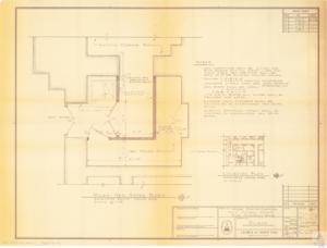 ["The document describes the architectural plans for a new store room in the basement of the United States Capitol building, issued on 12-11-1975. The project involves constructing new 4 LWAU partitions around existing steam lines and pipes up to the existing vaulted ceiling and installing new metal doors with reinforced concrete lintels. Existing light fixtures and sprinkler systems will be modified to accommodate the new store room. The project is approved by George M. White, FAIA, the Architect of the Capitol."]