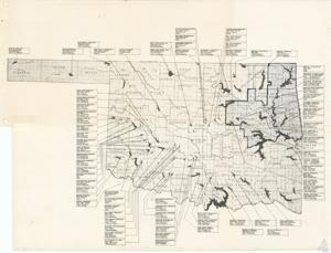 ["The document details a comprehensive list of reservoirs with specifications including their maximum areas, capacities, and costs. It includes reservoirs like Opossum Creek, Captain Creek, and Wildhorse, among others, across various locations including Texas, Beaver City, and others. Each reservoir's maximum area is measured in acres (AC), capacity in acre-feet (A.F), and cost in dollars. Some reservoirs also have detailed costs, such as the Dry Fork Reservoir which costs $6,000,000, and the Englewood Reservoir costing $4,879,000."]