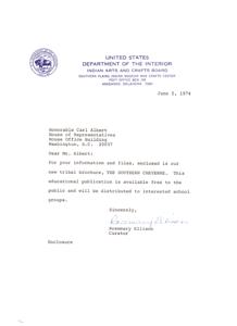 Official Correspondence Regarding Southern Cheyenne Tribal Brochure from Southern Plains Indian Museum and Crafts Center, 1974-06-05