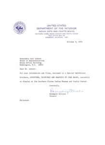 Jean Bales: A Retrospective at the Southern Plains Indian Museum and Crafts Center, 1974-10-09
