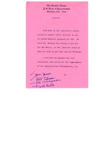 Correspondence Regarding Appropriations for the Ada Indian Hospital, 1975-03-17 - 1975-06-10 
