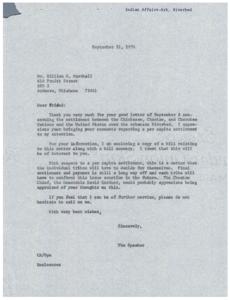 Correspondence with Mr. William H. Marshall Regarding Per Capita Settlement, 1976-09-08 - 1976-09-21