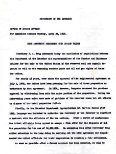 Press Release Announcing the Conclusion of Negotiations for Sale of Coal and Asphalt , 1947-04-29