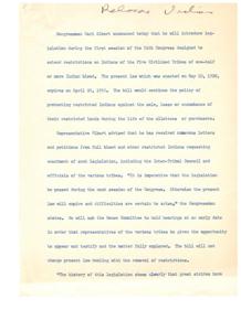 Congressman Carl Albert Announced Legislation to Protect Restricted Native American Lands, 1953