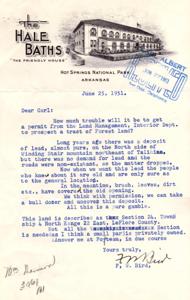 ["Dr. F. W. Bird is seeking a permit to prospect for lead on Forest land in LeFlore County, Oklahoma. He initially contacts Carl Albert for assistance, who directs him to the Indian Office and Bureau of Land Management. After some back and forth communication, it is determined that the land is under the jurisdiction of the Bureau of Land Management and Bird's application for a permit is processed."]