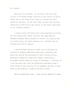 Correspondence to Mr. Speaker regarding problems of Central America &amp; foreign policies