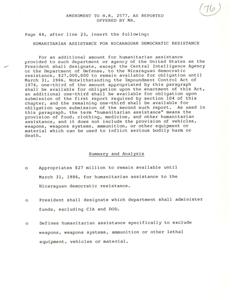 Summary and Analysis of Amendment to H.R. 2577, as reported offered by Mr.