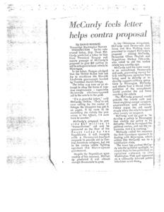 Copy of newspaper article titled &quot;McCurdy feels letter helps contra proposal&quot;